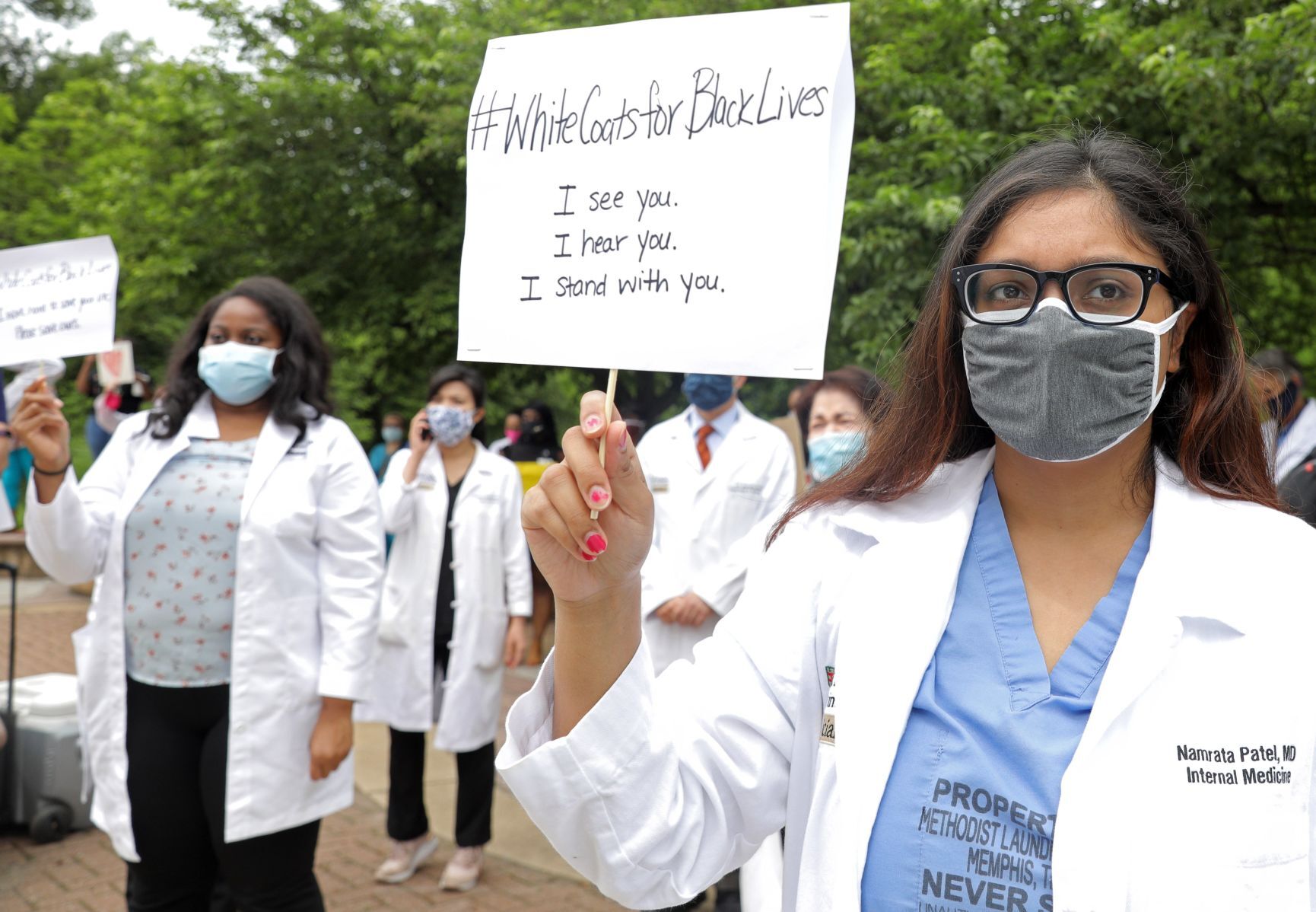 White coats protest for Black Lives Matter